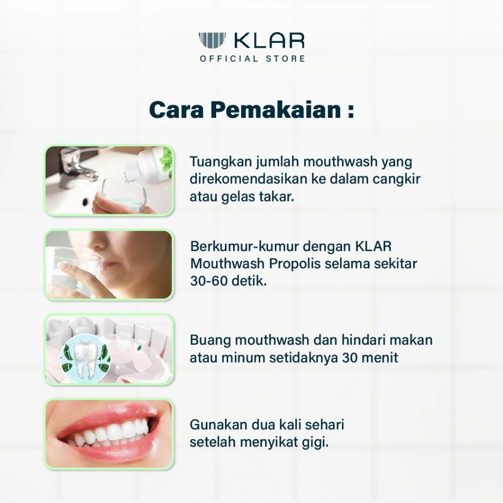 KLAR Mouthwash Propolis - Obat Kumur Antiseptik 200ml | Mencegah Gigi Berlubang & Menyegarkan Nafas | Alcohol Free Image5