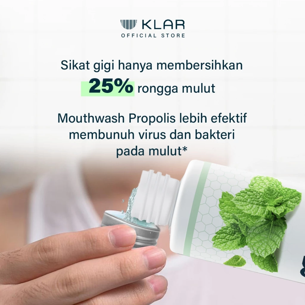 KLAR Mouthwash Propolis - Obat Kumur Antiseptik 200ml | Mencegah Gigi Berlubang & Menyegarkan Nafas | Alcohol Free Image4