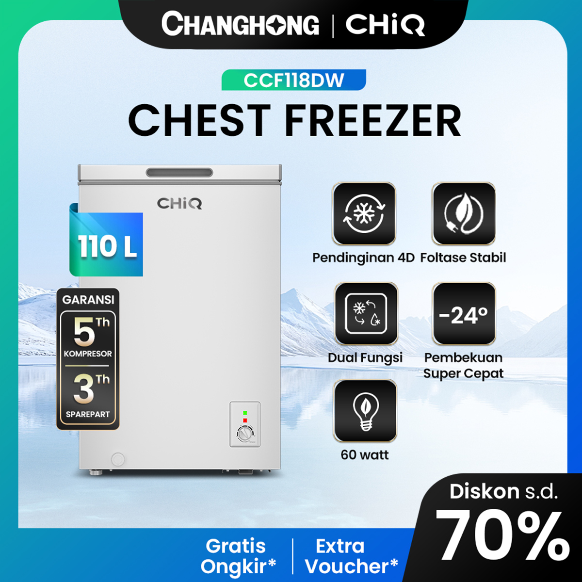 Harga Baru Turun: CHiQ Chest Freezer
