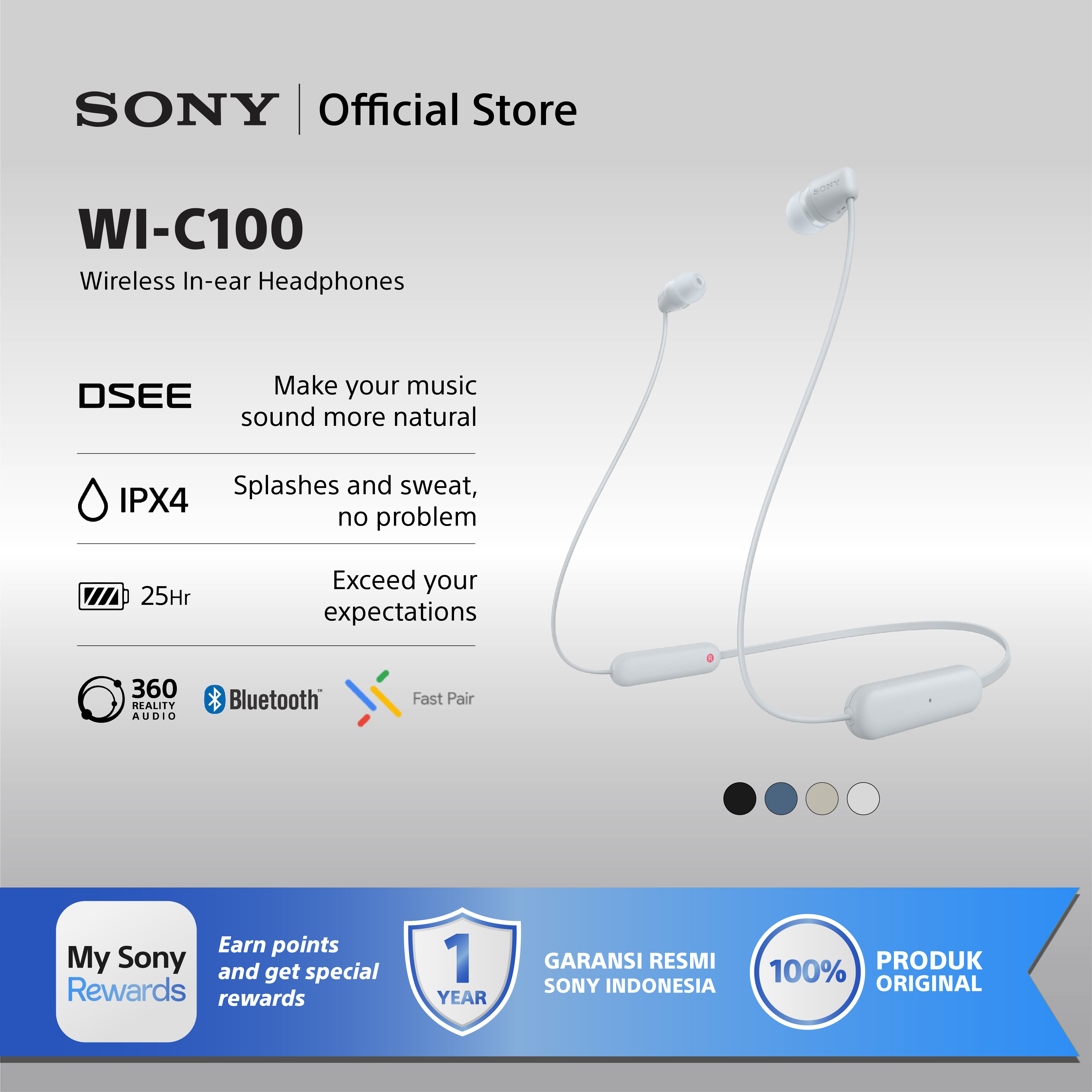 Harga Baru Turun: SONY WI-C100 In Ear