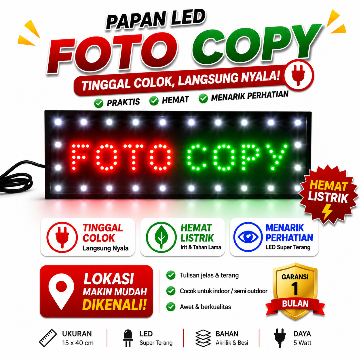 Turun 25%: lampu LED tulisan FOTOCOPY