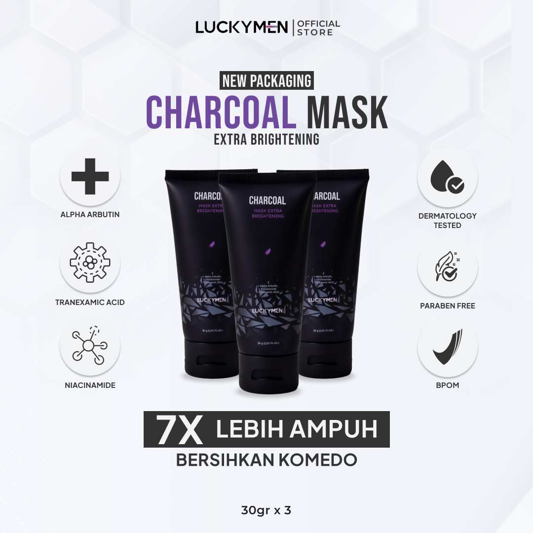 Turun 60%: 3PCS LUCKYMEN Charcoal Mask -