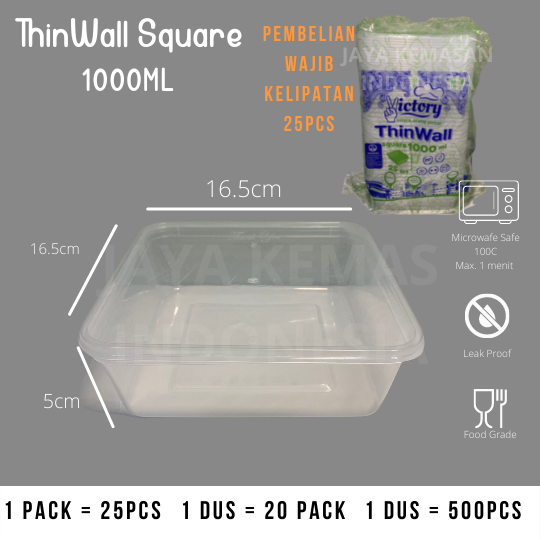 Harga Baru Turun: THINWALL SQUARE 1000ML