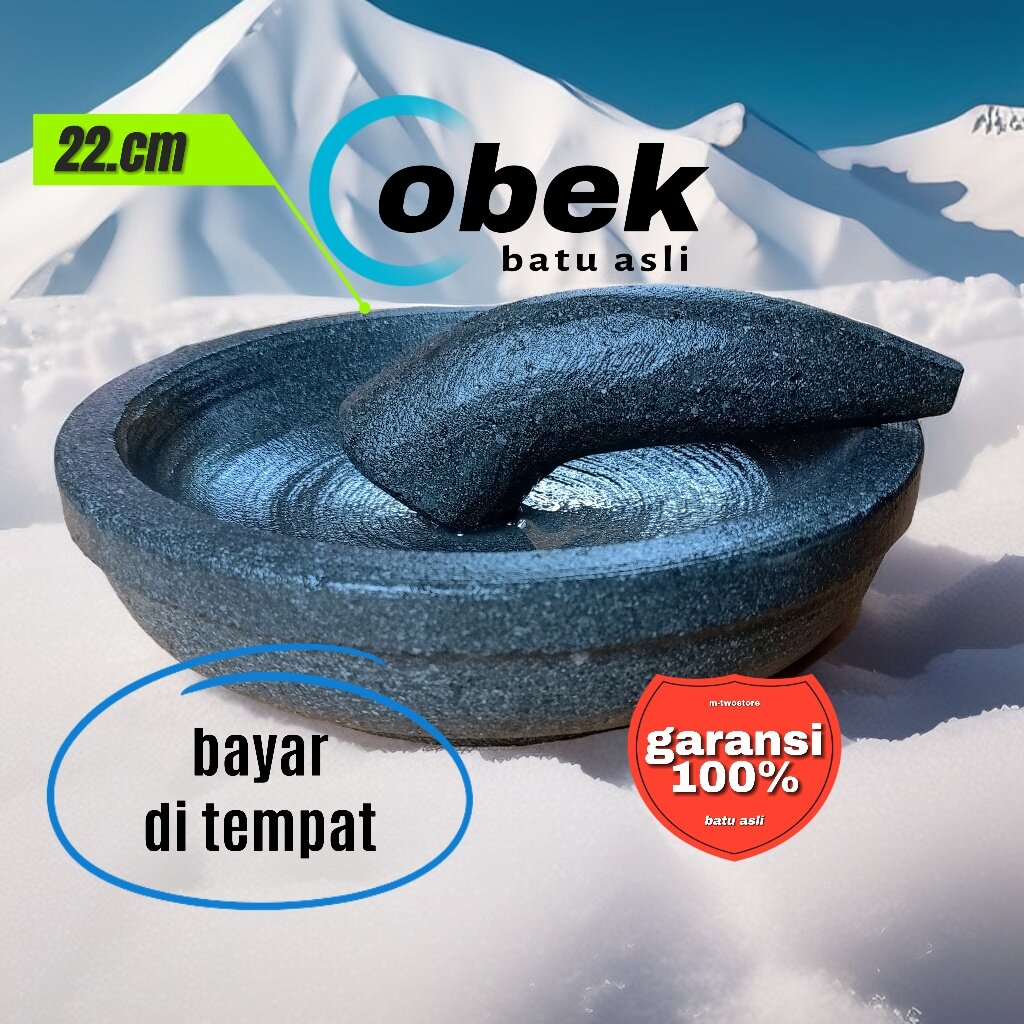 Turun 31%: Cobek batu asli 22.cm coet