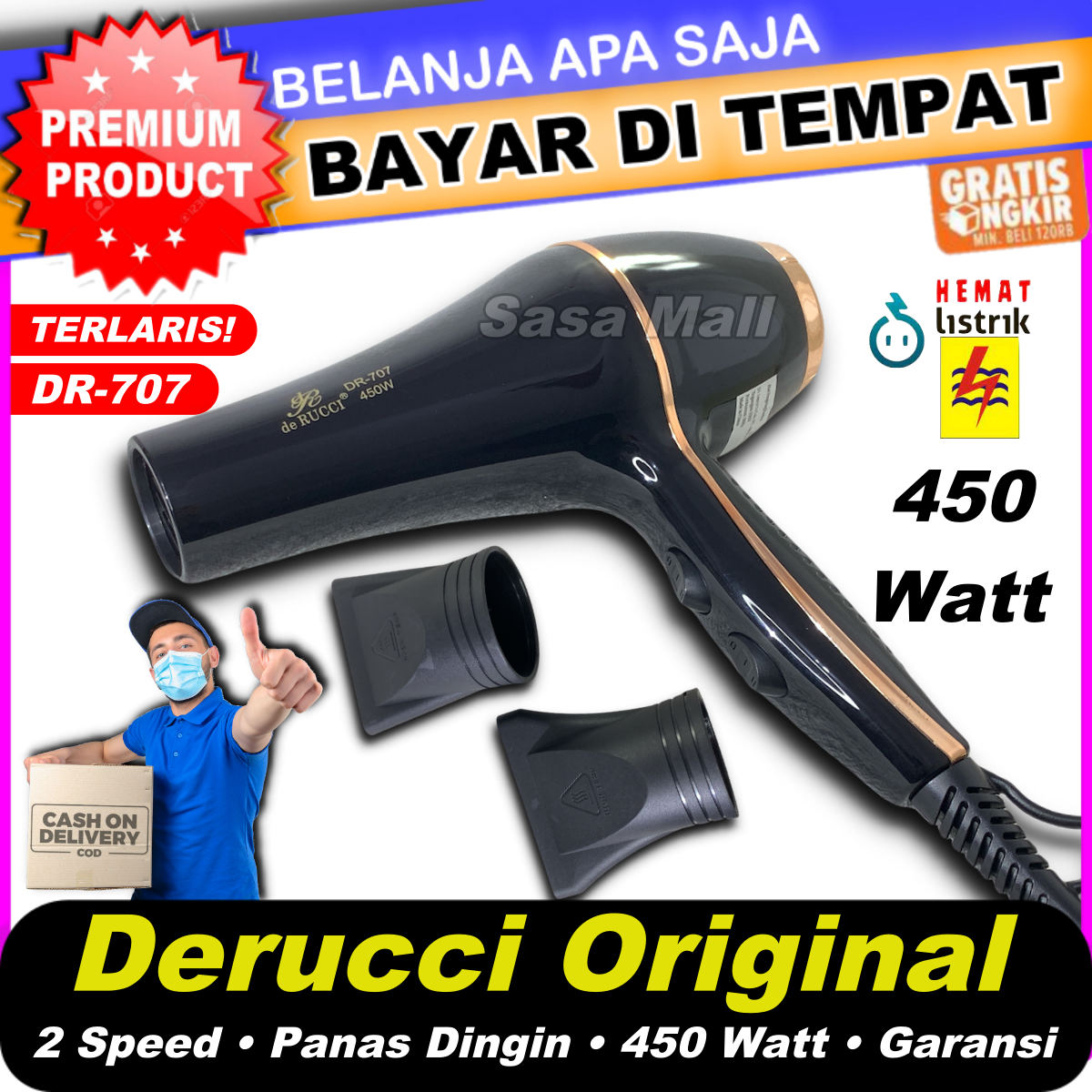 Turun 31%: HairDryer DR-707 Derucci