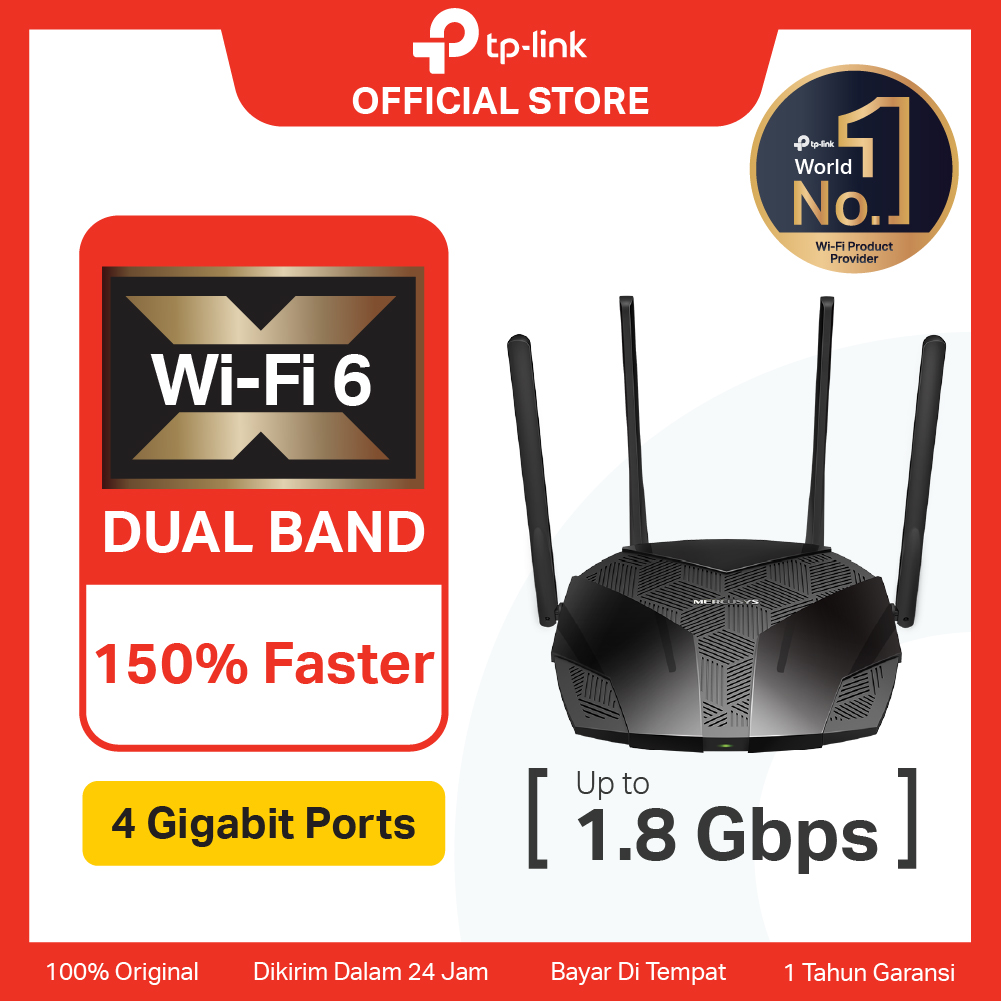 Turun 24%: Mercusys MR70X AX1800 WiFi 6