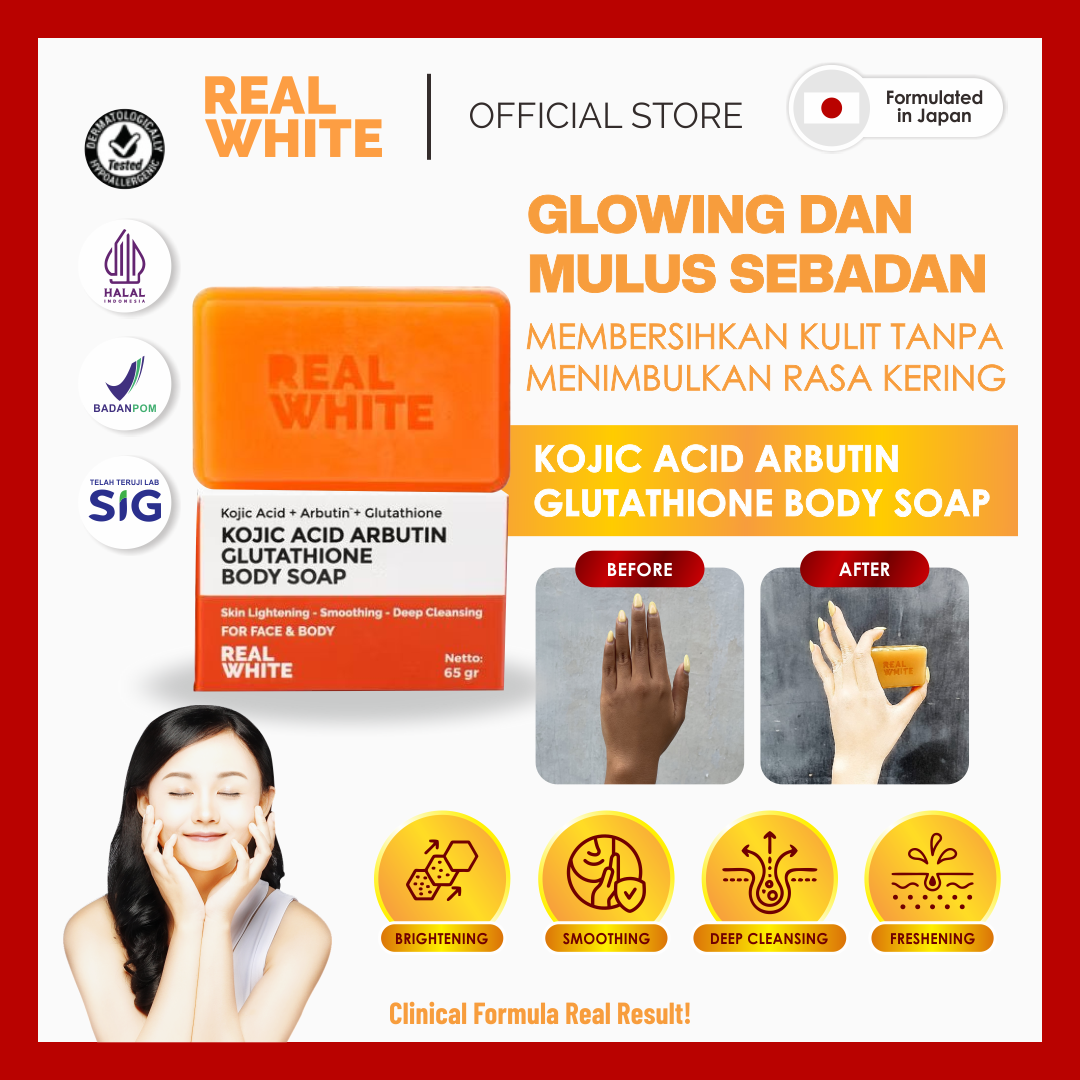 Turun 43%: REAL WHITE Kojic Acid Arbutin