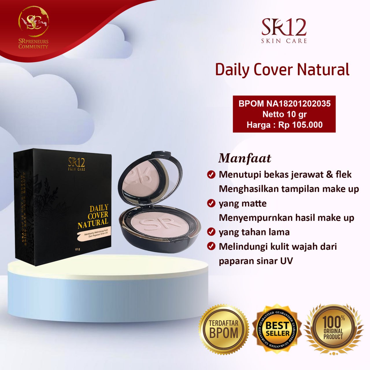 Turun 30%: Bedak padat Daily Cover SR12