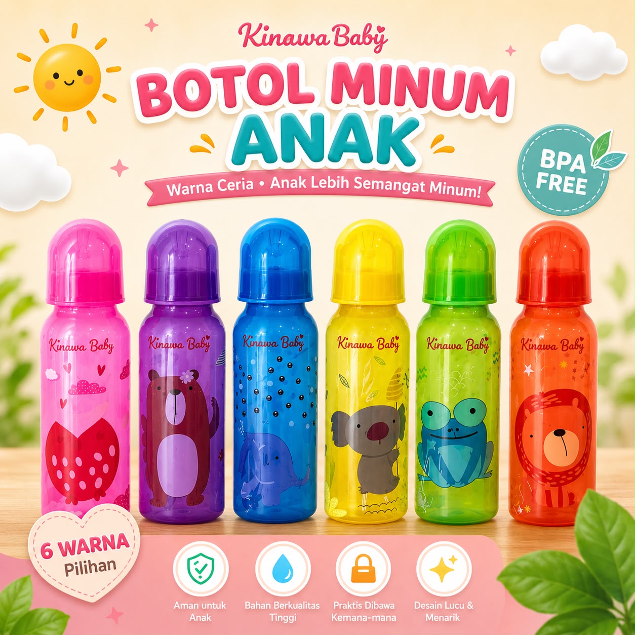 Harga Baru Turun: Botol susu warna