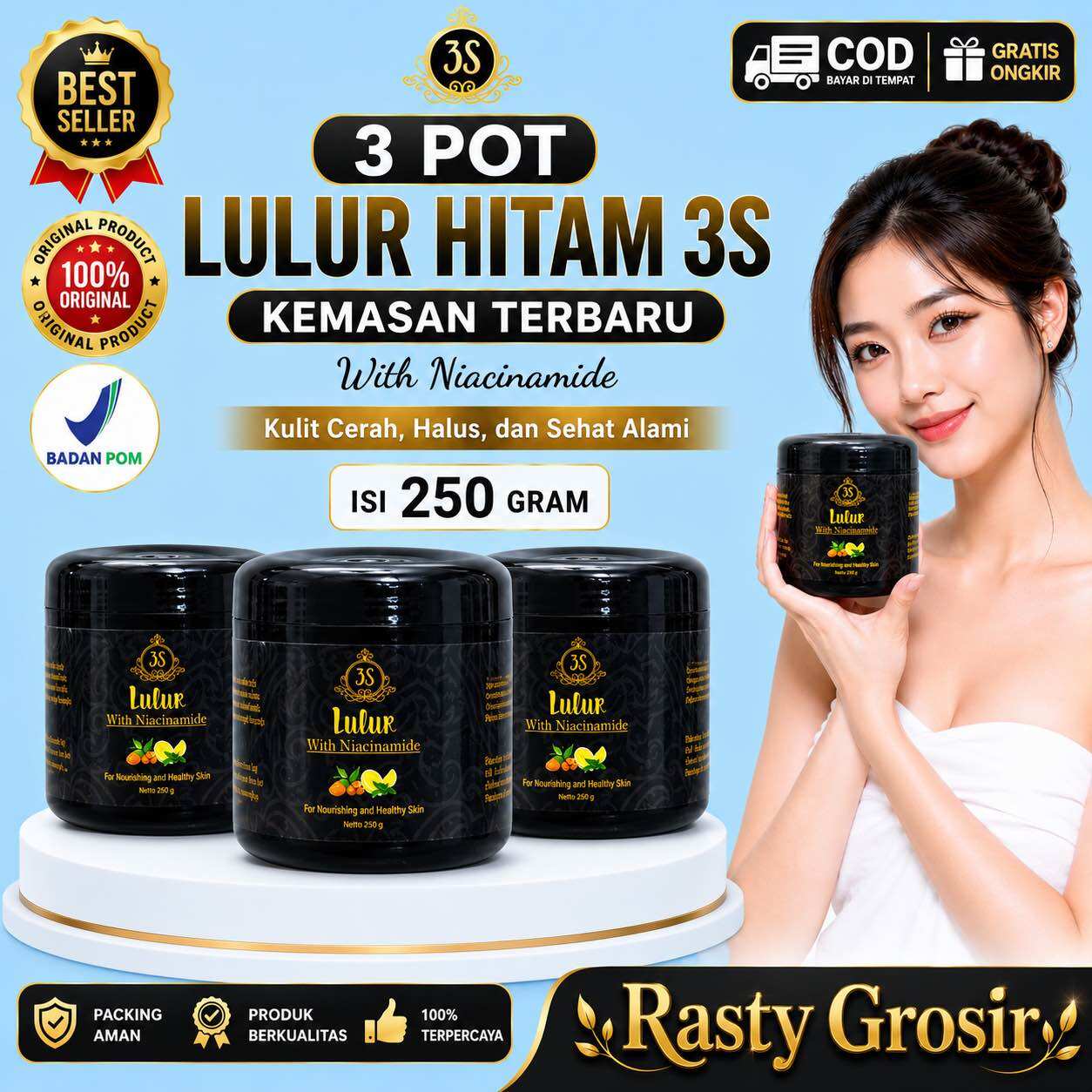 Harga Baru Turun: LULUR HITAM 3S ISI 3