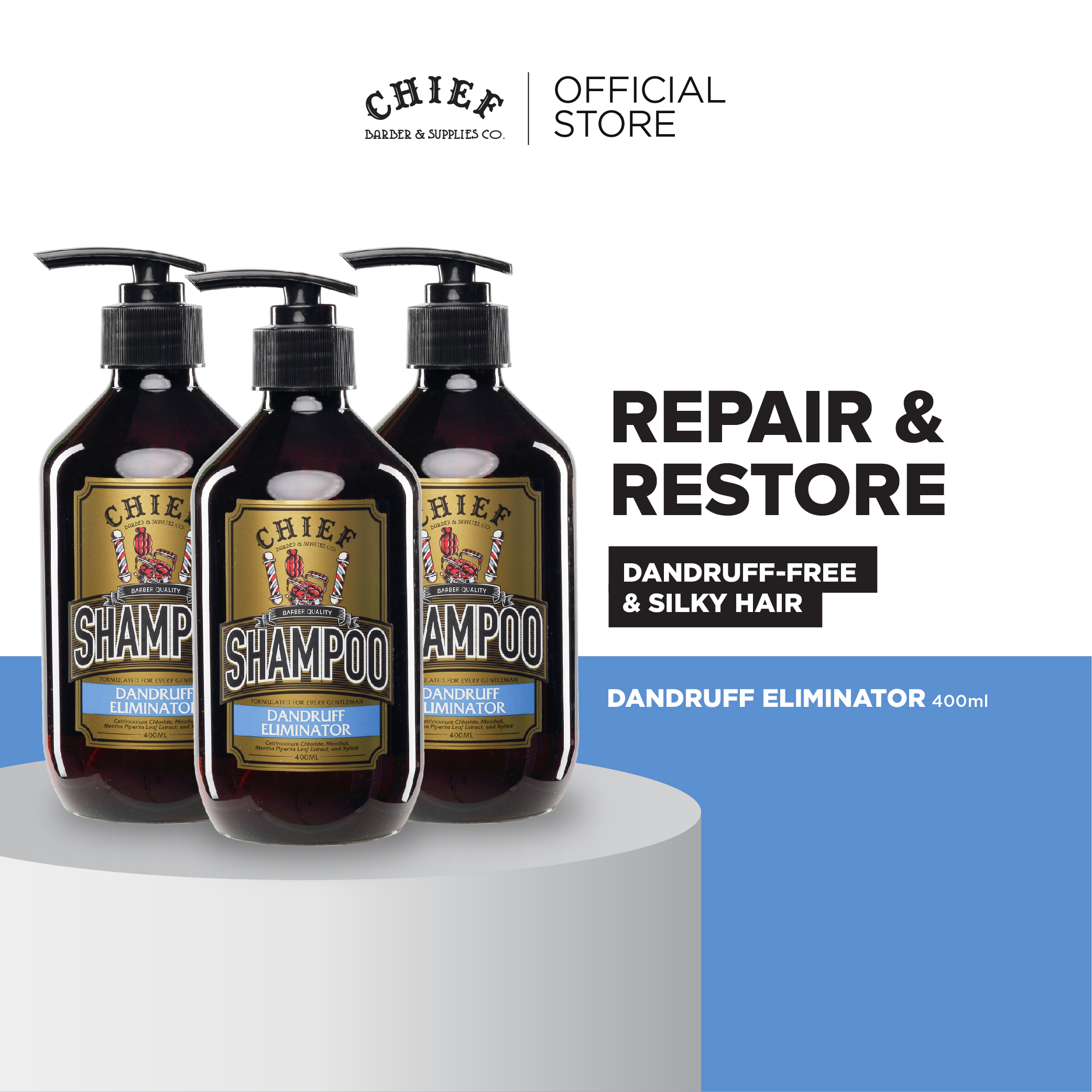 Turun 20%: CHIEF SHAMPOO DANDRUFF ELIMINATOR - (Paket isi 3 pcs)