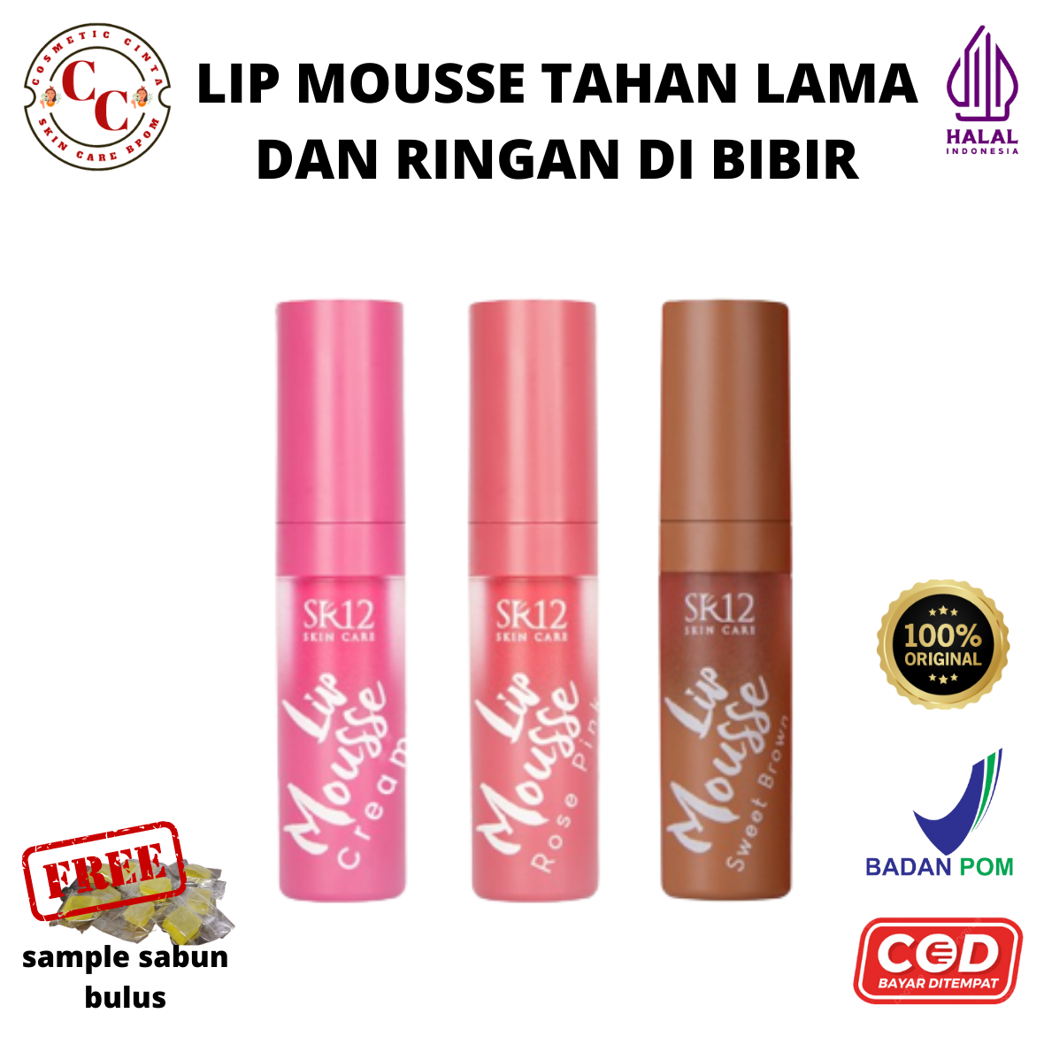 Turun 22%: Lip Mousse Sr12 Matte Lipstik