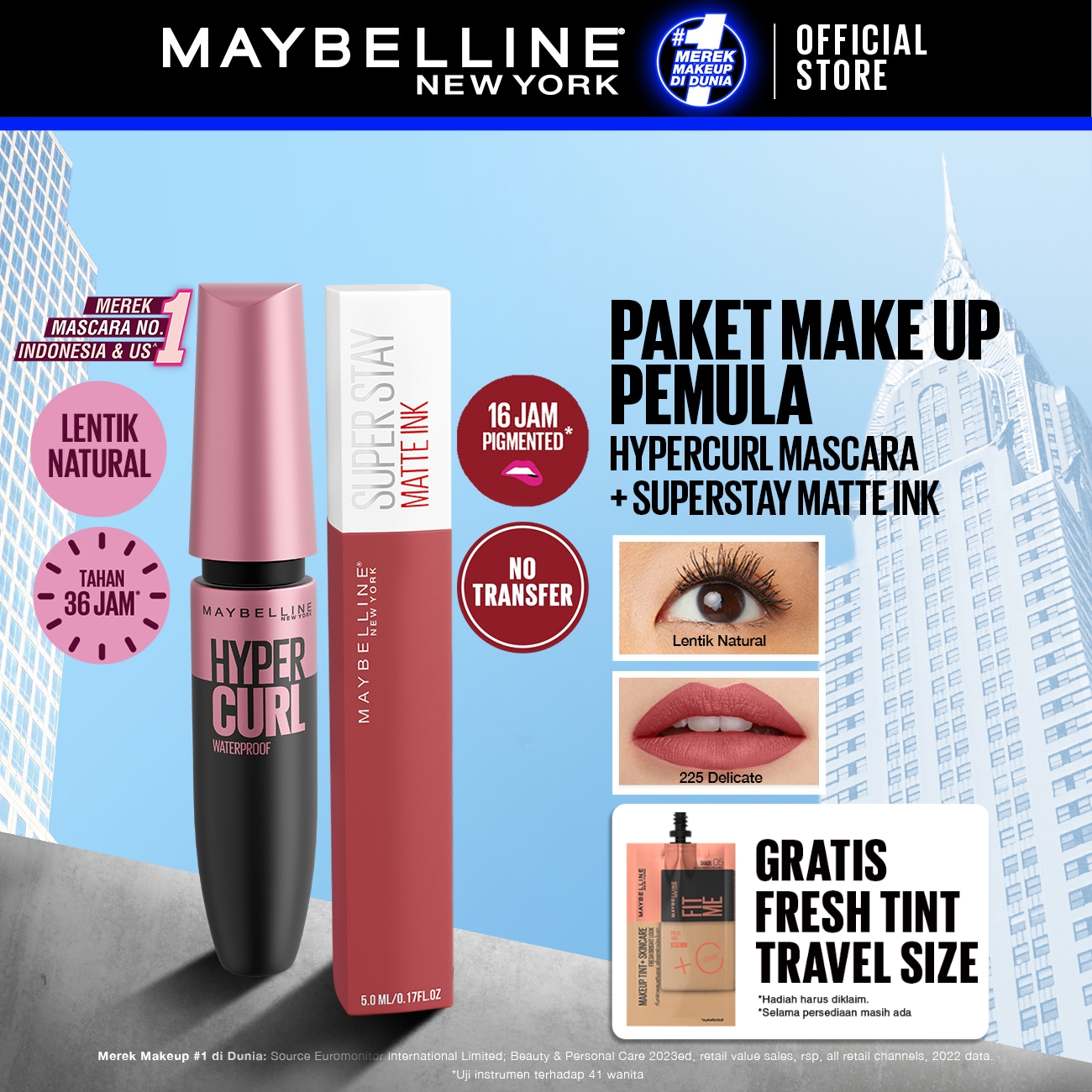 Turun 27%: MAYBELLINE OFFICIAL Paket — Makeup Anti