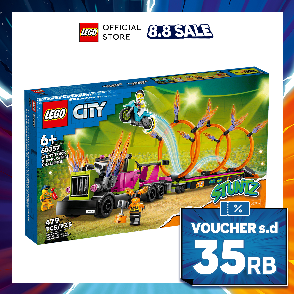 Turun 50%: LEGO City 60357 Stunt Truck (479 Pieces)