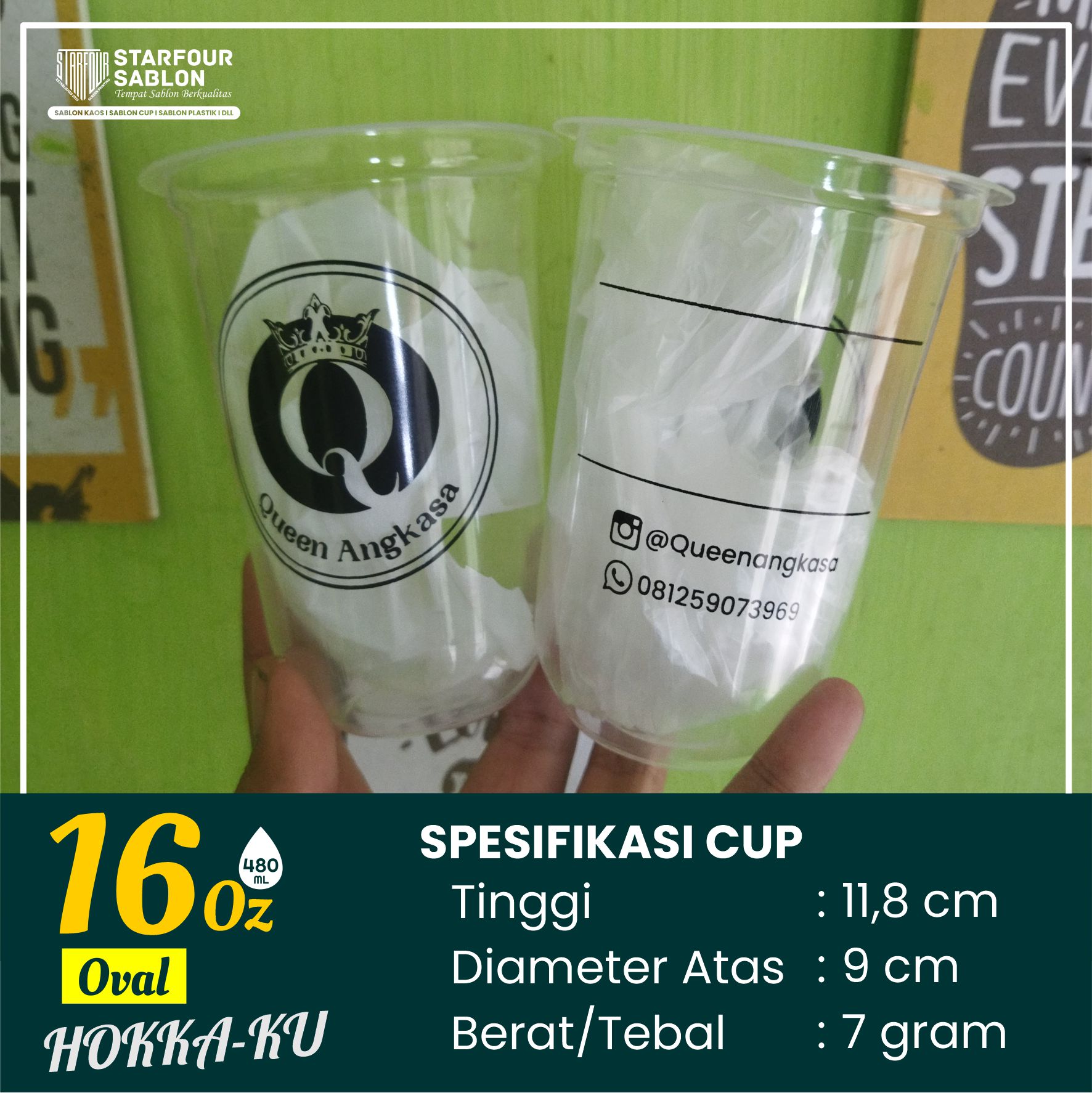 Turun 35%: Sablon Gelas Cup Oval /
