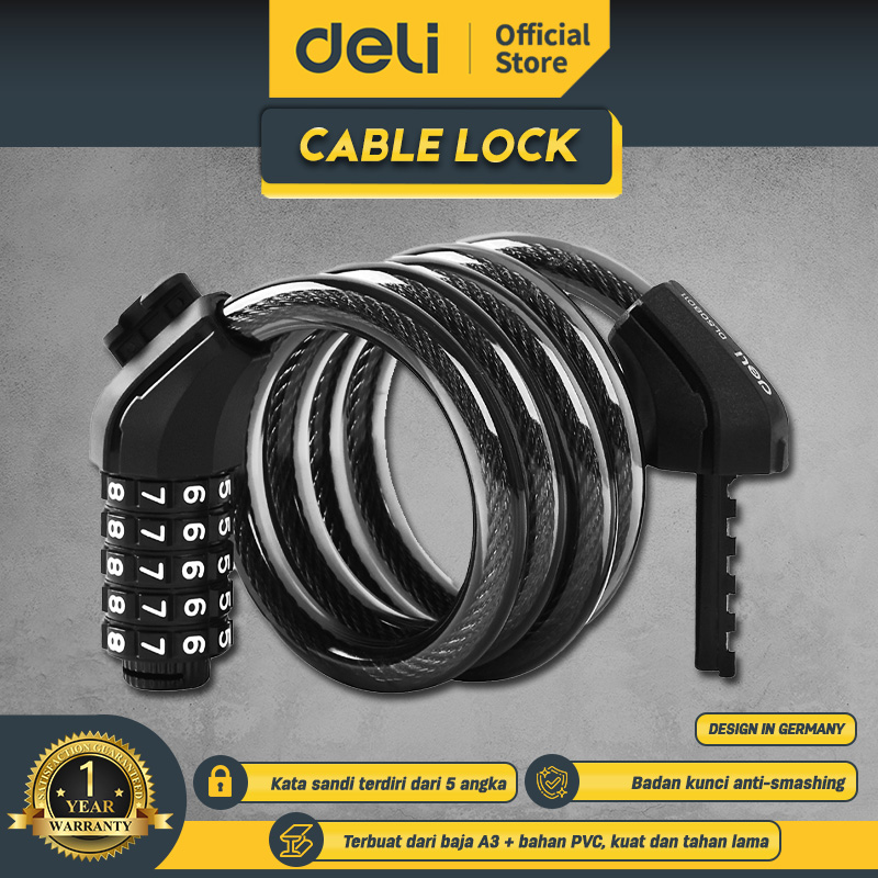 Turun 25%: Deli Cable Lock / Gembok