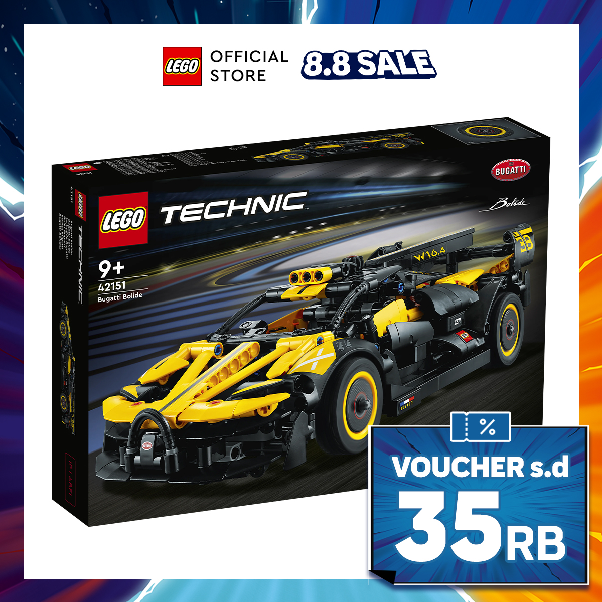 Turun 40%: LEGO Technic 42151 Bugatti Bolide (905 Pieces)
