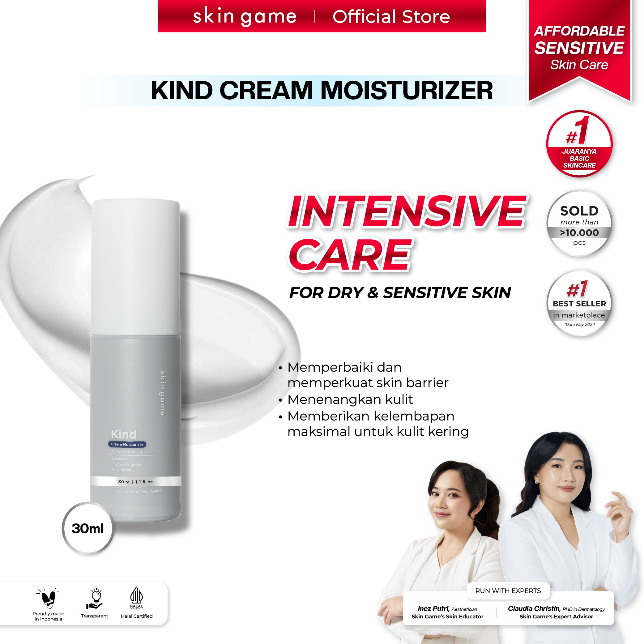 Turun 30%: Skin Game Kind Cream Moisturizer (Skin Barrier)