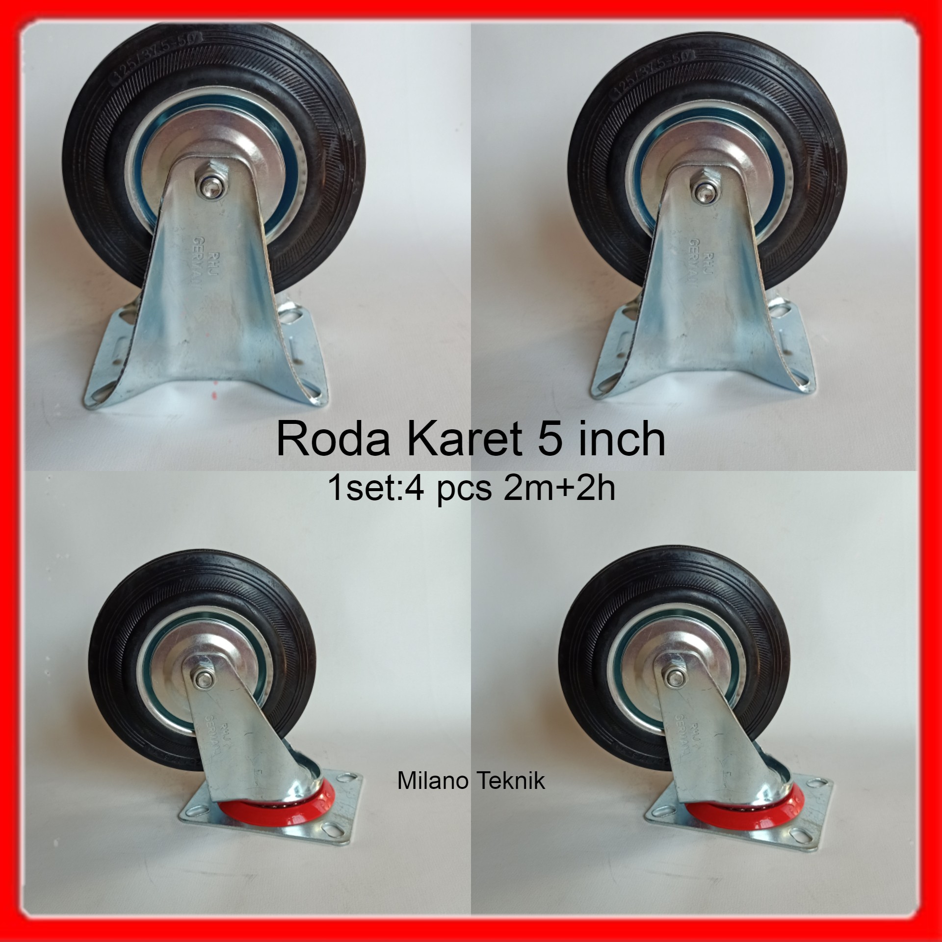 Turun 27%: Roda Troli 5 inch 1Set (2hidup+2mati)