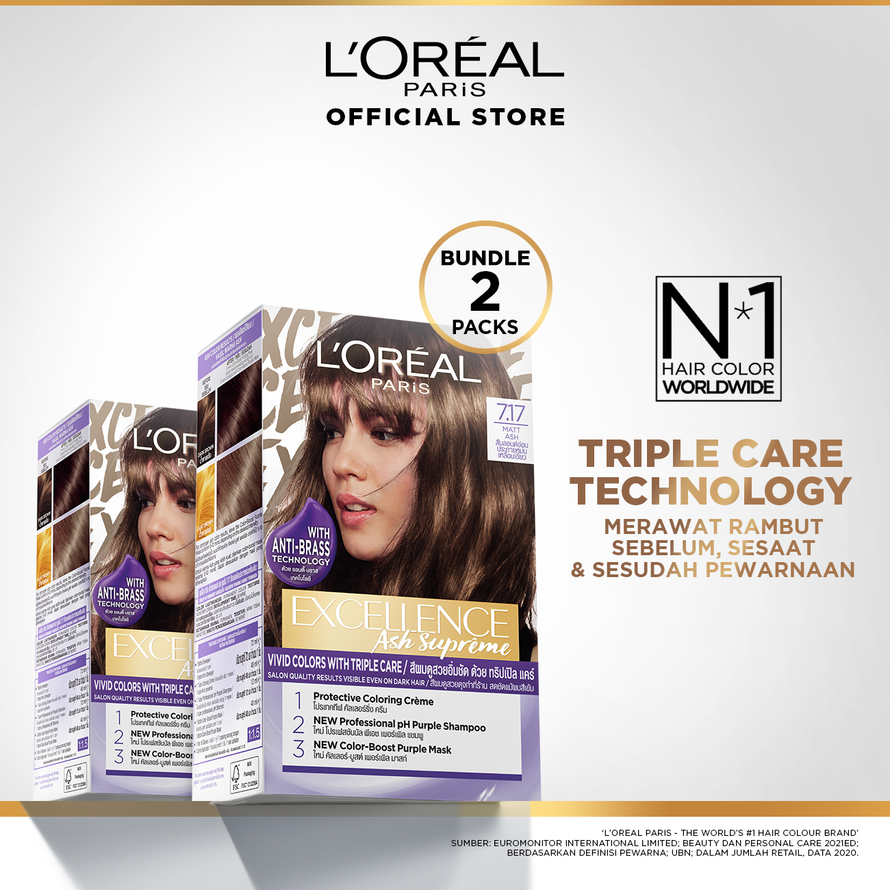 Turun 21%: LOreal Paris Excellence Ash Supreme (Cat Rambut LOreal)