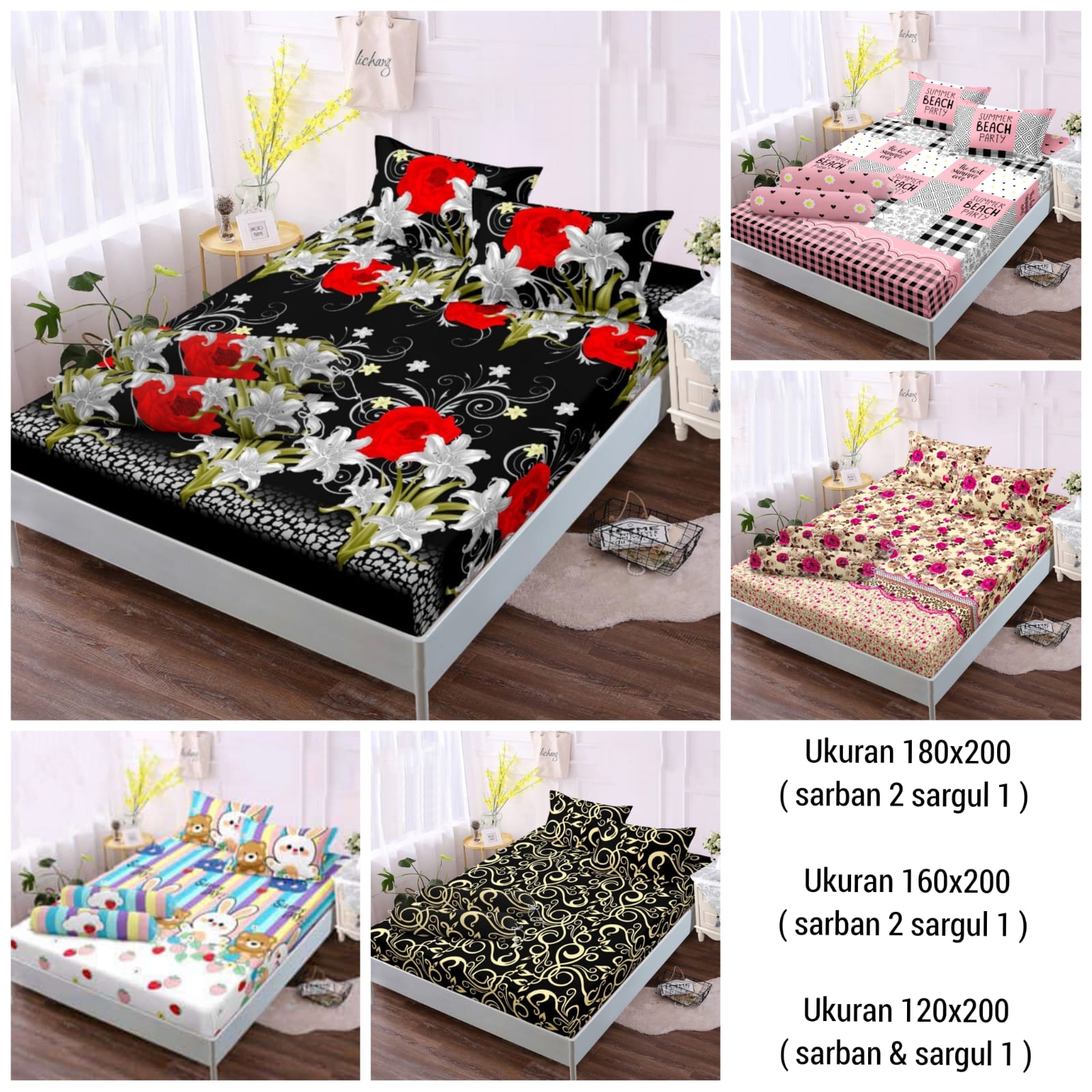 Turun 25%: Sprei Premium Motif Bunga 3D (No1)