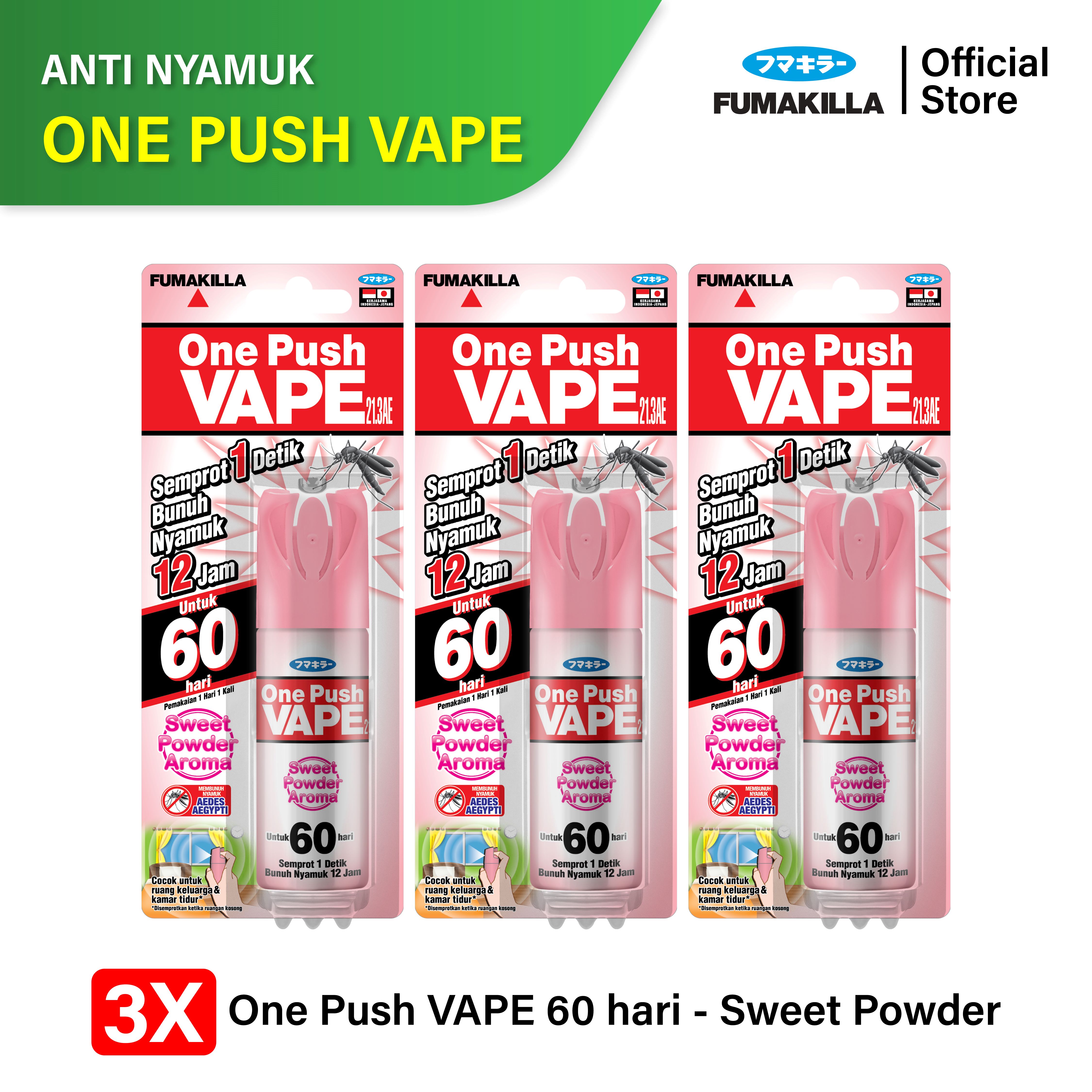 Harga Baru Turun: Fumakilla OnePush Vape Obat Nyamuk (ISI 3)