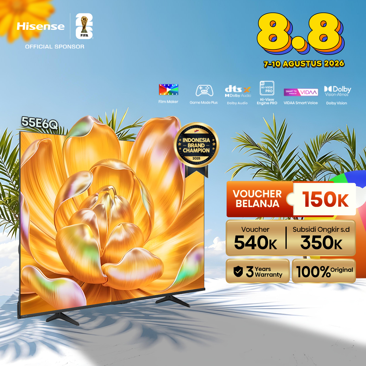 Turun 21%: Hisense TV 55 inch -