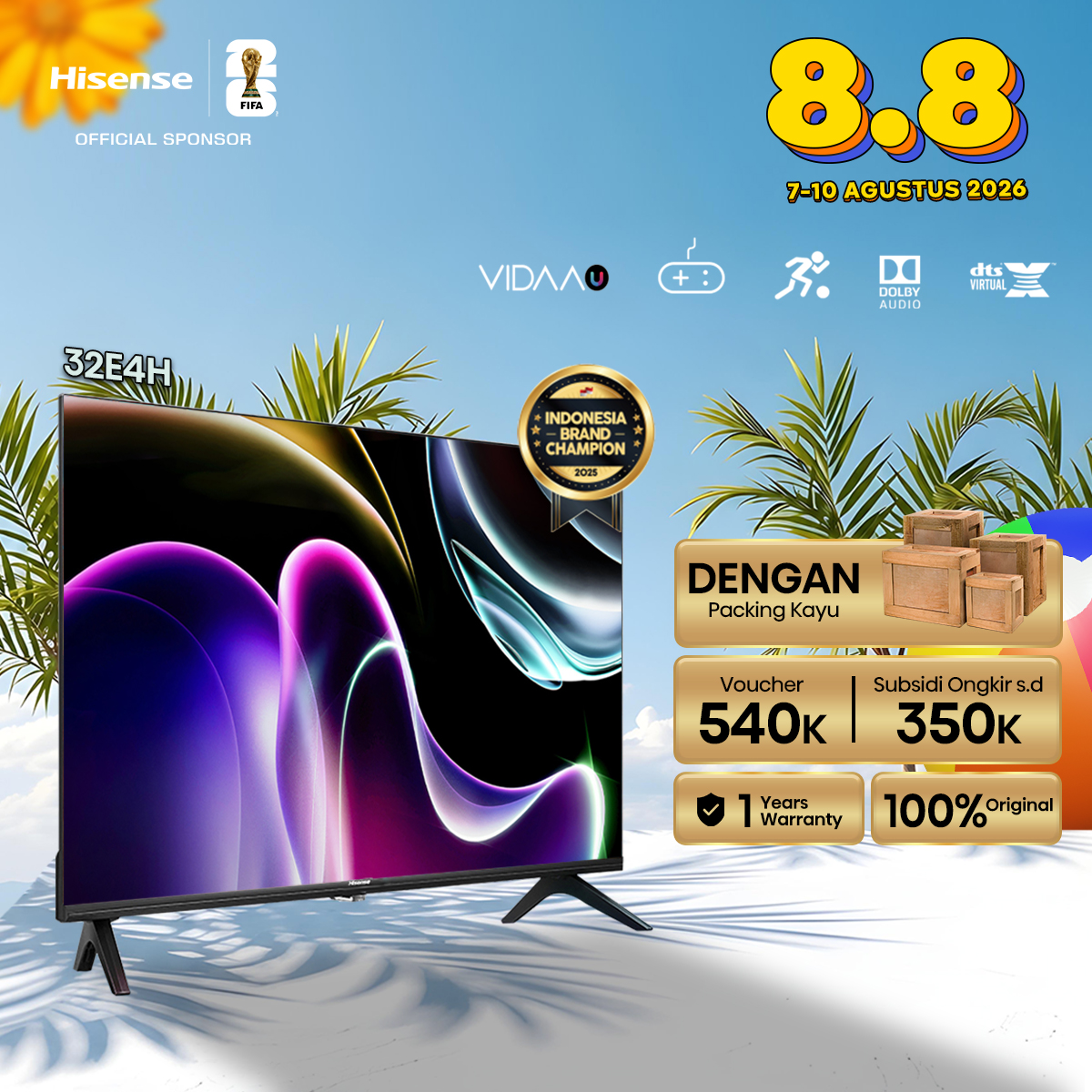Turun 25%: Hisense 32 inch - 32E4H — -