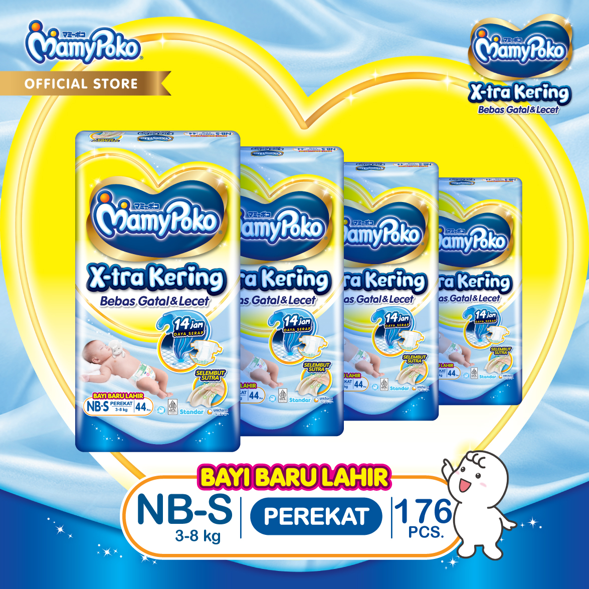 Harga Baru Turun: MamyPoko X-tra Kering Popok Bayi (3-8kg)