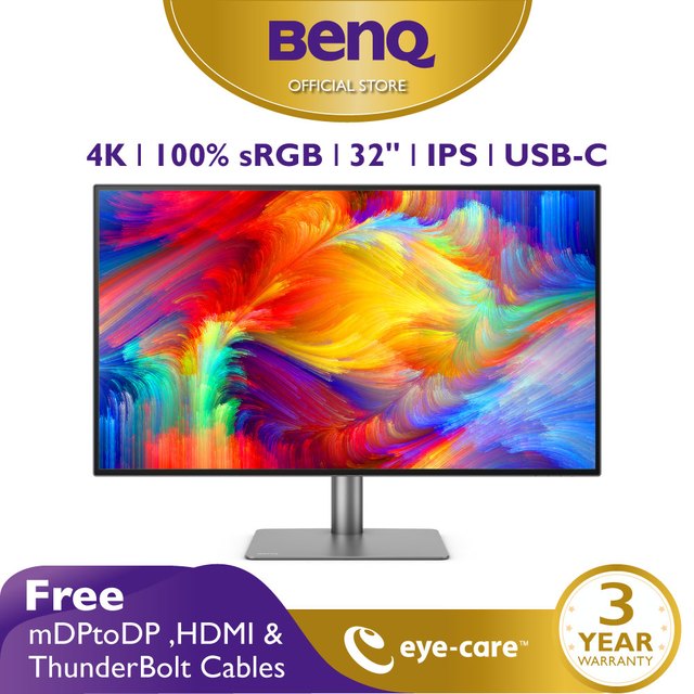 BenQ PD3220U 32 inch IPS 4K UHD HDR10 100%sRGB 95% P3 color space Thunderbolt 3 Professional Desainer Monitor