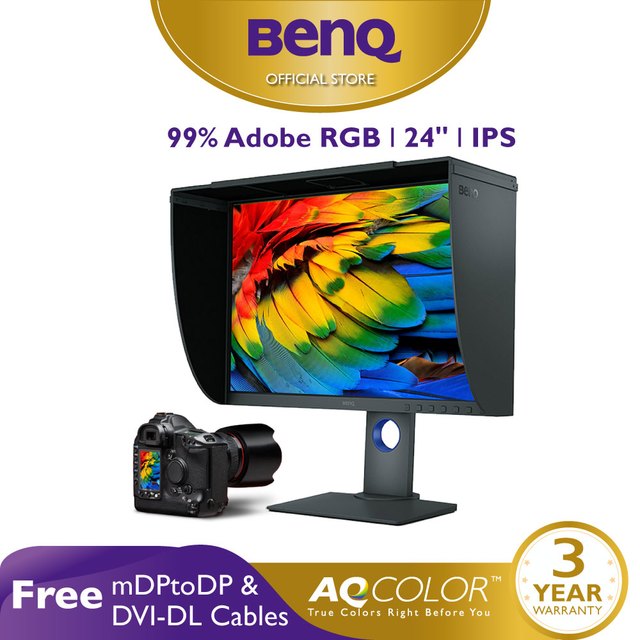 BenQ SW240 24 inch 99% IPS Adobe RGB Pro Fotografer Desainer Monitor (Photo Editing)