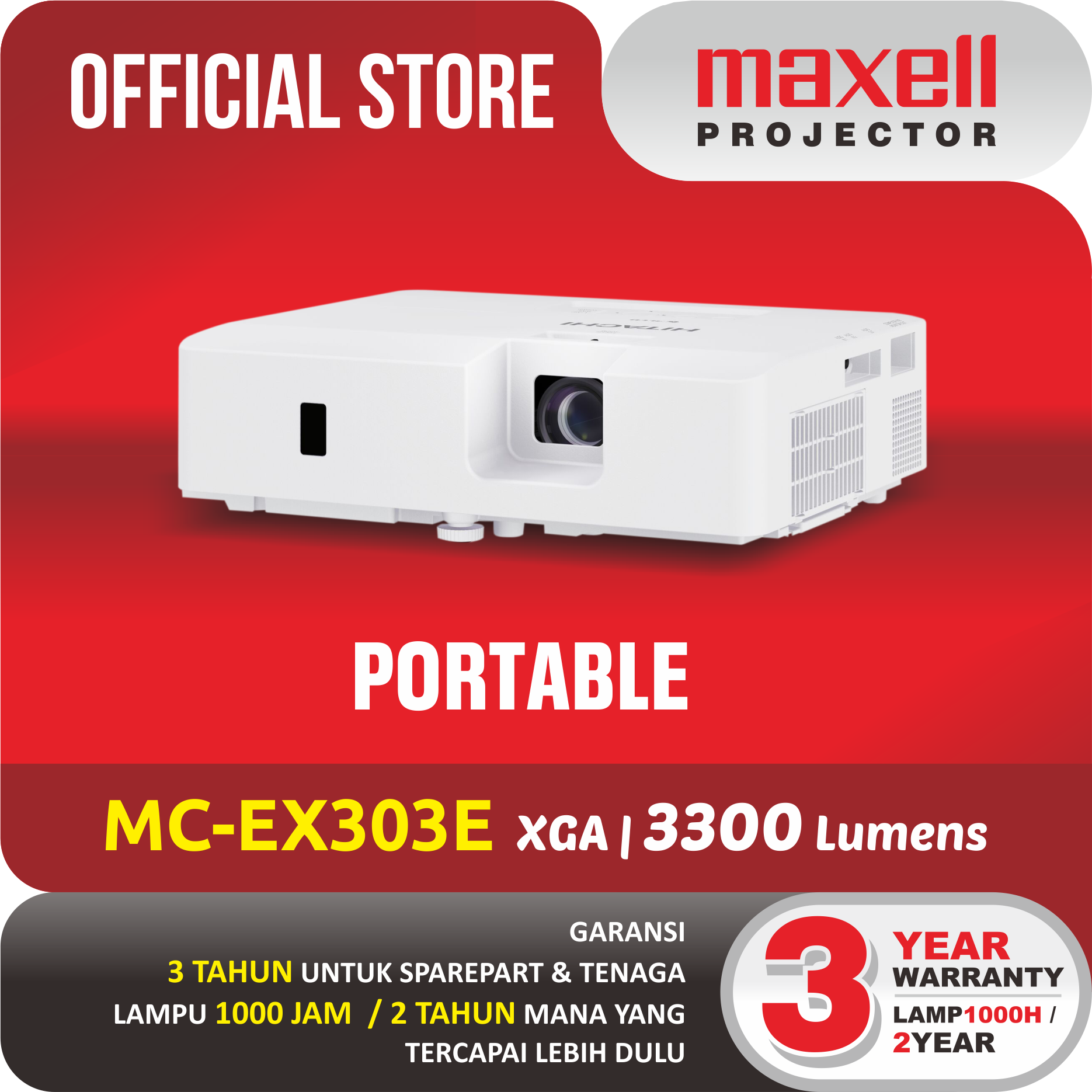 MAXELL PROJECTOR MC-EX303E   PROJECTOR TERBAIK UNTUK BELAJAR [3300 LUMENS]