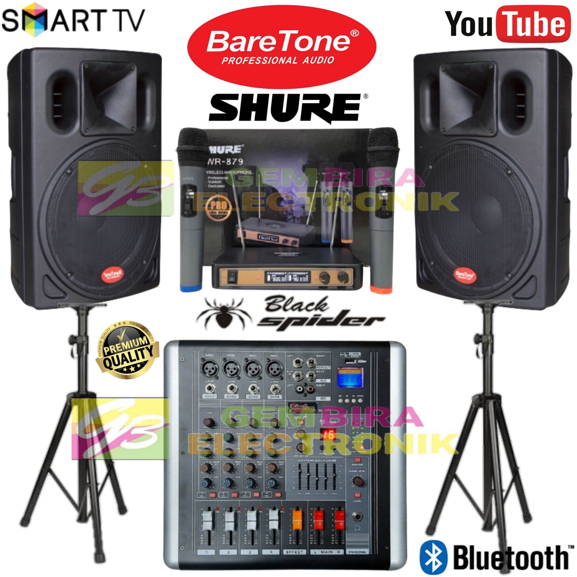 Paket Sound System outdoor Baretone BT1530W 15 inch 800 Watt Original