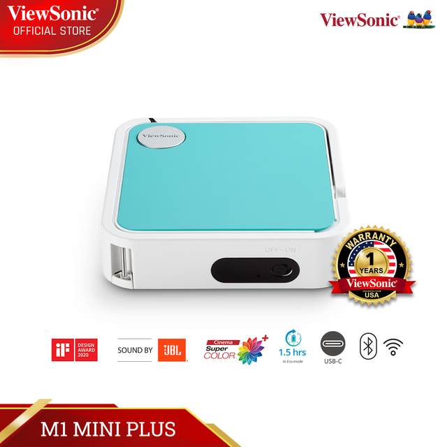 ViewSonic M1 mini Plus - Ultra-Portable Smart LED Projector | JBL Bluetooth Speaker | Pocket Size