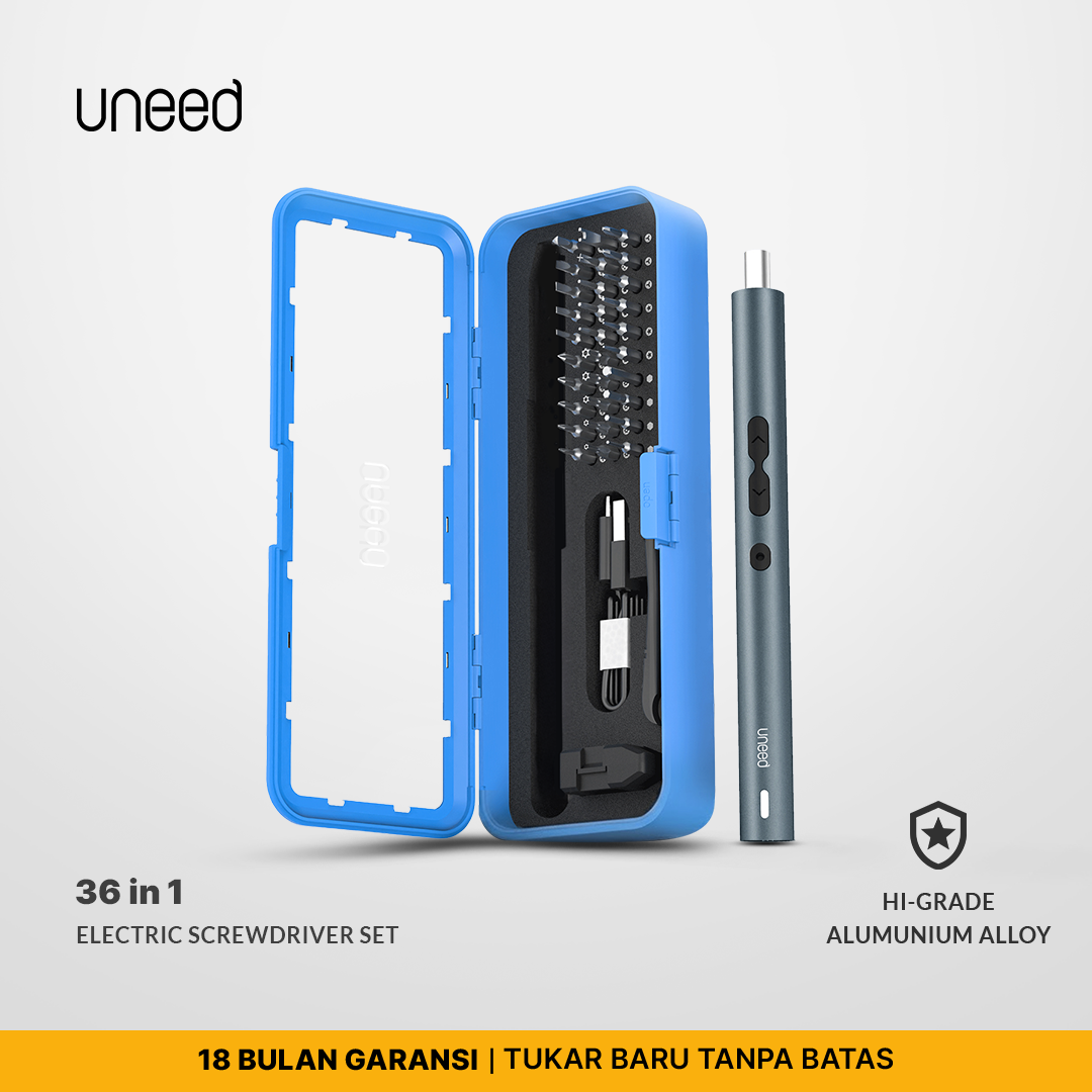 UNEED Cordless Electric Screwdriver with Led / Obeng Listrik 36 Set - USD601