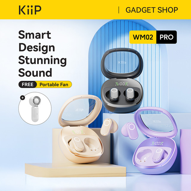 [SPECIAL LIVE] KiiP WM02 Pro TWS Headset Bluetooth Earphone Mini Earbuds Handsfree dengan Smart LED Display Case