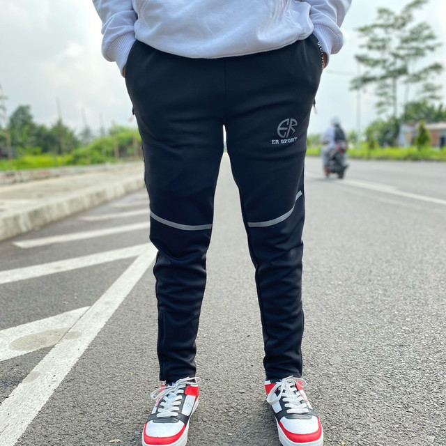 Celana training pria panjang gym running jogging yoga bahan elastis dan tebal Sport  Olahraga