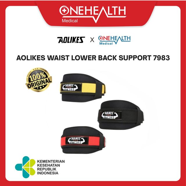 Onehealth 7983 Aolikes Belt Sabuk Gym Prong Lower Back Support Fitnes Original-Satuan