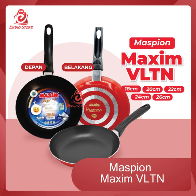 ENVIO - Maspion Maxim VLTN Merah Teflon Wajan Penggorengan Kitchenware