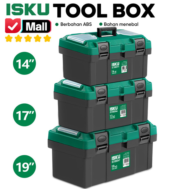 ISKU Tool Box Besar Plastik 19/17/14  Inch Bahan PP Tools Box Kotak Peralatan /Tool Box  2 Tingkat/Toolkit Box  BoxAlat Perkakas