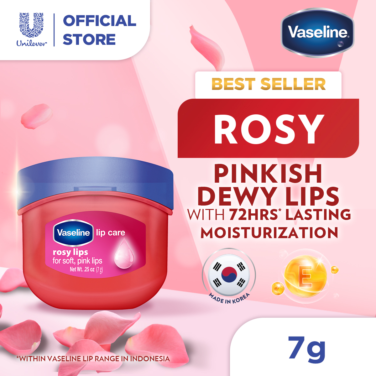 Vaseline Lip Care ROSY LIPS 7gr - Pelembab Bibir - Lip Balm