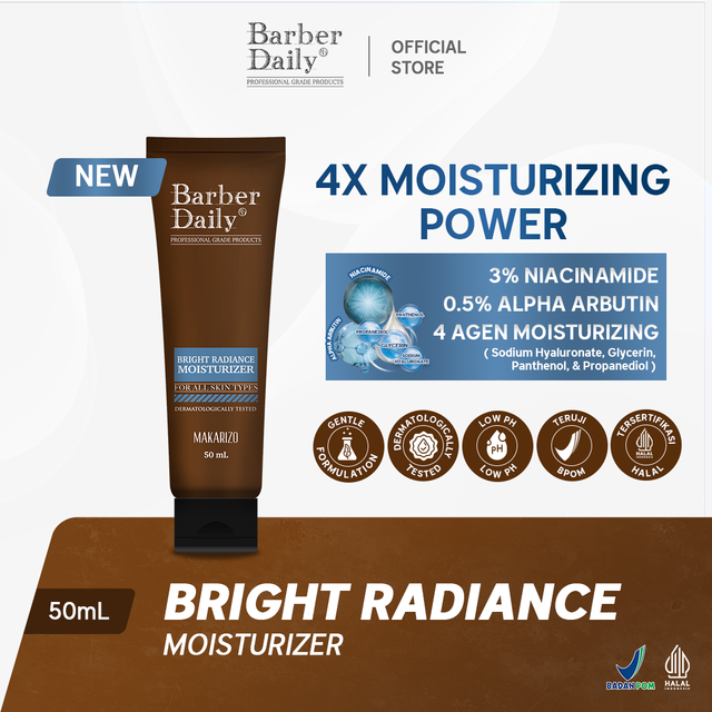 Barber Daily Bright Radiance Moisturizer - Pelembab/ Wajah / Mencerahkan / Melembabkan / Perawatan / Kulit / Pria / Cowo