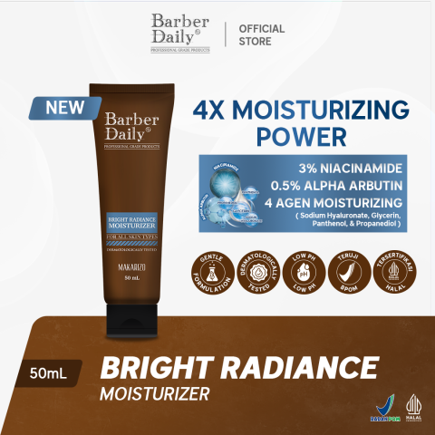 Barber Daily Bright Radiance Moisturizer - Pelembab/ Wajah / Mencerahkan / Melembabkan / Perawatan / Kulit / Pria / Cowo