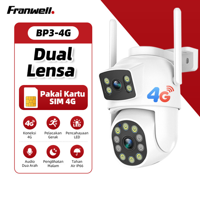 [Tanpa WiFi] CCTV Pakai Kartu SIM 4G Kamera Pengawasan Rumah Lensa Ganda Anti Air Outdoor HD 1080P Audio Dua Arah Alarm Motion Track Penglihatan Malam Security Camera