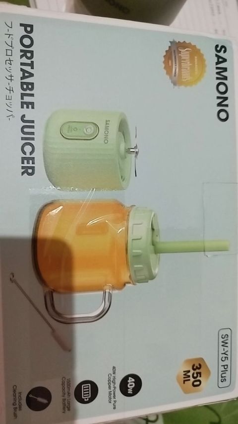 SAMONO Portable Juicer 6 Mata Pisau Stainless Steel Food Grade Blender Jus Buah Mini 350ml Wadah Kaca Tebal Baterai 1500mAh 40W High Power Fast Juicing 15 Detik Botol Minum Portable Sedotan Silikon Garansi Resmi Y5 Plus Image12