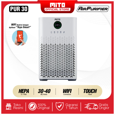 Mito air purifier pur30 air purifier with hep13 filter, UV-C rays, Alergy Protection & negative ions (anion)