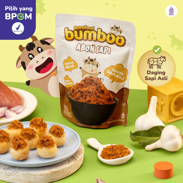 BUMBOO Abon Sapi - Tekstur Lembut MPASI Si Kecil - Sumber Protein - Tanpa MSG - Tanpa Pengawet