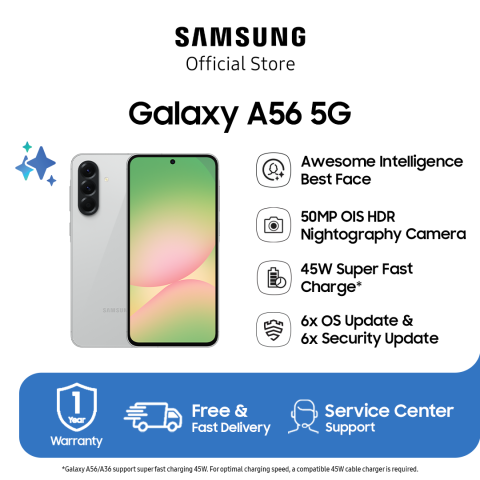Samsung Galaxy A56 5g 12/256Gb - [Upgrade from 8/256 Gb] |   Galaxy Ai |   Ai Smartphone |   45W Super Fast Charge