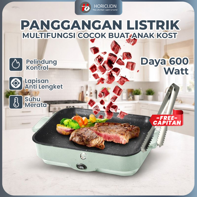 Panggangan Multifungsi BBQ Elektrik Panci Pemanggang Anti lengket Persegi Panjang Panci Panggang Listrik Grill Electric
