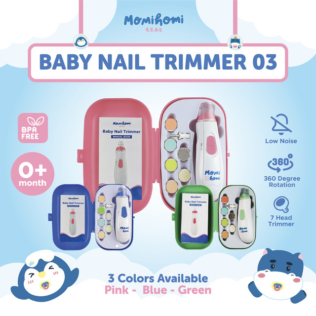 MOMI HOMI Baby Nail Trimmer 03 Gunting Kuku Bayi Elektrik Dengan LED Electric Set 6 in 1 Menicure Pedicure